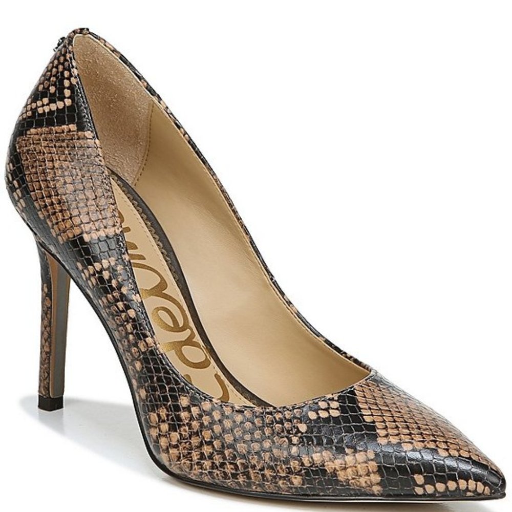 Sam Elderman Hazel Snake Print Leather Dress Pumps - image 1